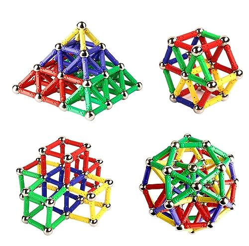 Jokooan Bâtons Magnétiques,Jeux de Construction Enfant, Ensemble 144PCS Blocs Magnétiques Jouets éducatifs pour Enfants