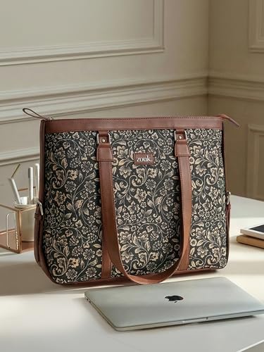 Image of ZOUK Office Bag | Stylish Bags for Office Use | Laptop Bag 15.6 inch | Stylish Tote for Office Use | Purse for Women | Vegan Leather Handbag | Daily & Travel Use |