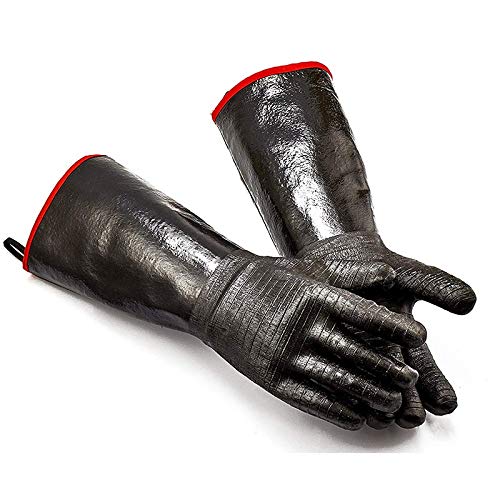 Guantes de Altos Guantes de calefacción Guantes de Cocina aislados para Barbacoa/Parrilla/Fumador/Horno Mitt/horneado, Impermeable 17 Pulgadas de Manga Larga Guantes de Barbacoa