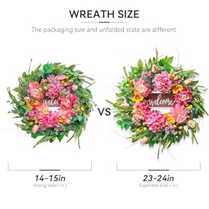 Spring Wreaths for Front Door 24 Inch Outdoor Spring Wreath with Welcome Sign, Vibrant Summer Floral Wreath with Pink Peony Hydrangeas Dahlias Tulips Flower for Wall Window Home Door Décor Spring Wreaths for Front Door 24 Inch Outdoor Spring Wreath with Welcome Sign Vibrant Summer Floral Wreath with Pink Peony Hydrangeas Dahlias Tulips Flower for Wall Window Home Door Decor