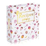 Recipe Binder Book 3 Ring Organizer Holder Kit 8.5 x 9.5'(Ice Cream),Full Page Recipe Book Binder with Recipe Cards 4x6,Full Page Dividers,Plastic Page Protectors Ideal Gift for Birthday Mother's Day