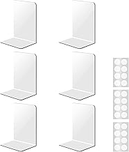 Gsakskdsap 6 Pcs Bookshelf Holders, 10 x 10 x 13 cm Transparent Acrylic Bookends, Non-Slip Sturdy Organizer Books Suitable for Desk, Office, School, Library