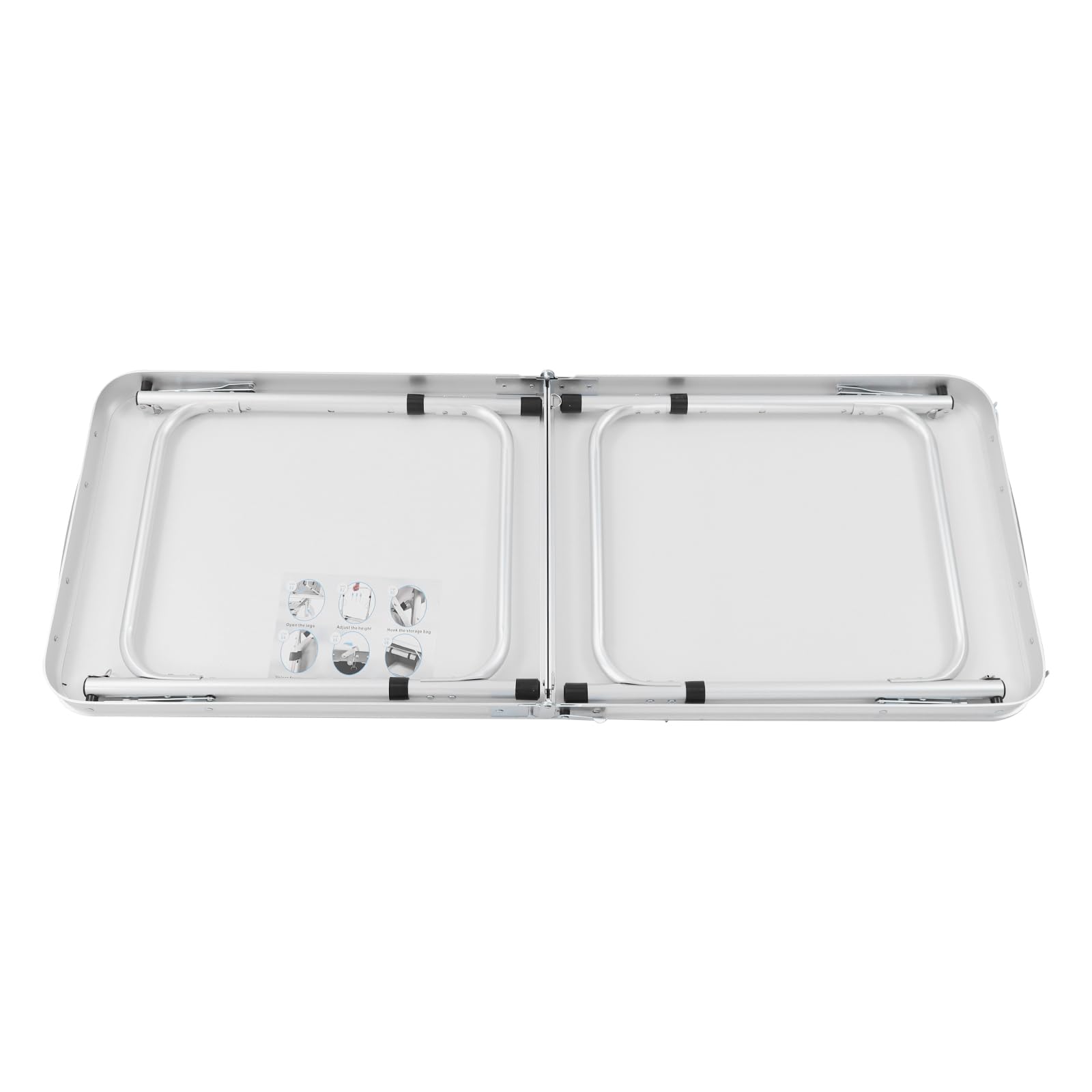 Składana szafka kempingowa, aluminiowa, składana, z 2 półkami z materiału, regulacja wysokości 54/63/70 cm, lekki stół ogrodowy do podróży, na plażę, podwórko, grillowanie, 120 x 47 cm