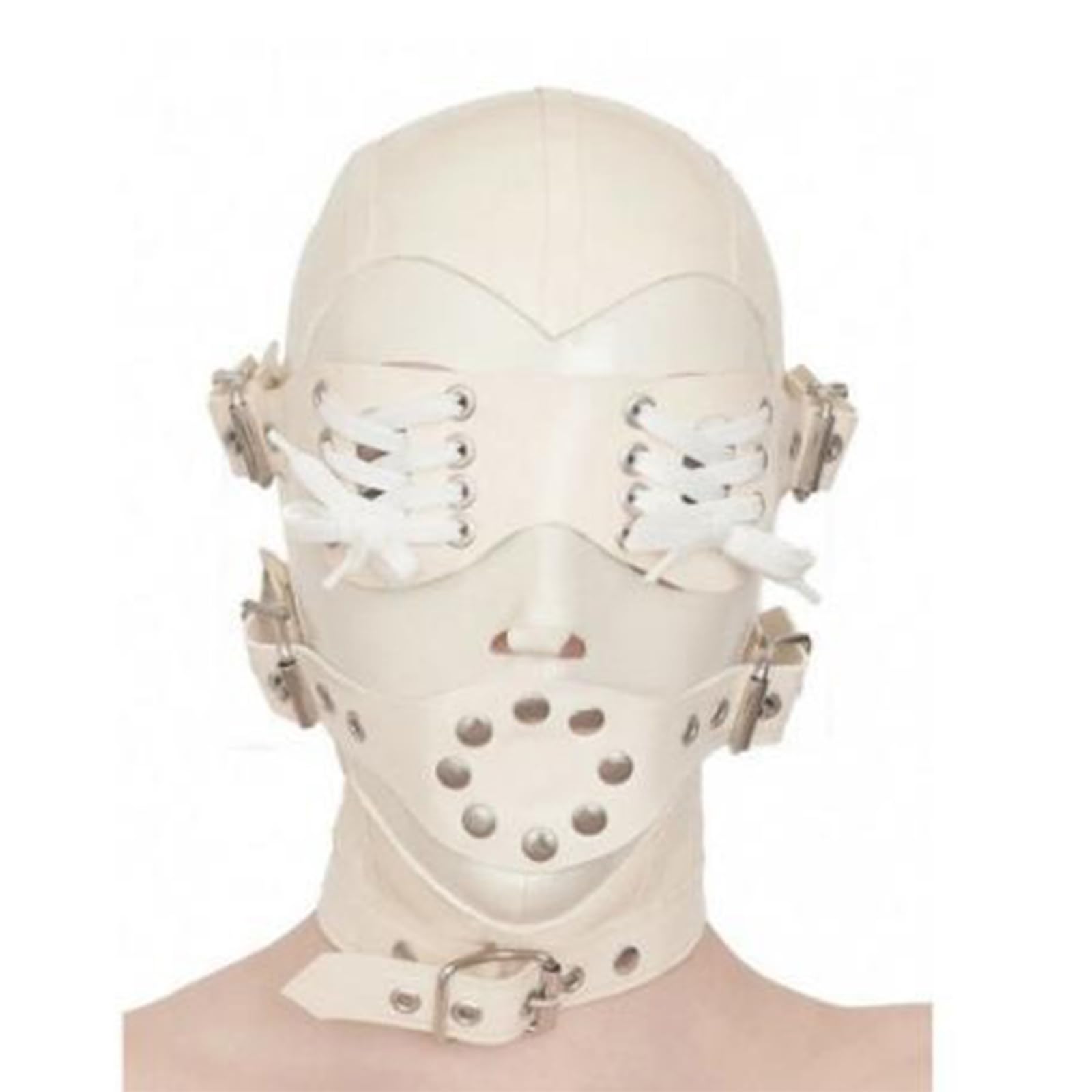 Bondage Latex Mask BDSM Halloween Partymaske Full Face Latex Maske mit Abnehmbare Augenmaske für Cosplay Party Paare(Size:XXL-73CM)