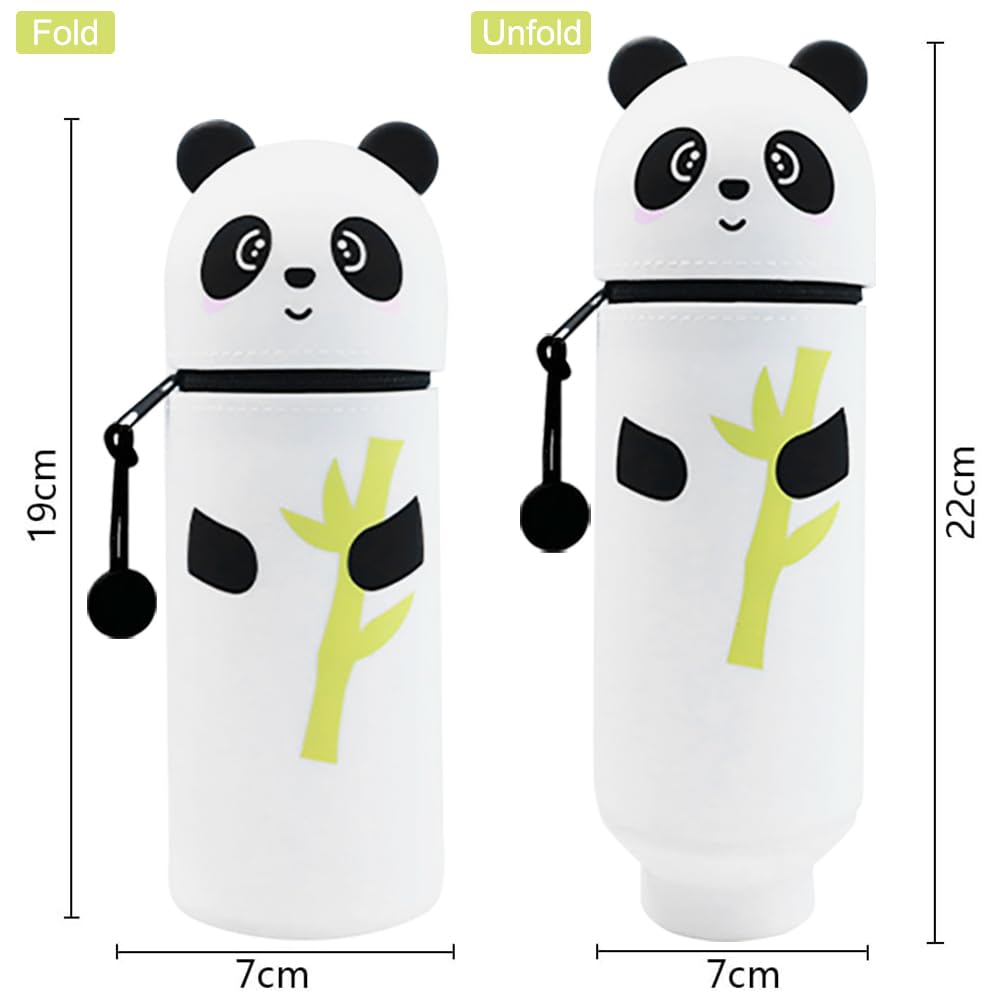 NIEEKRUN 2 in 1 Pencil Case in Soft Silicone Panda PencilCase Kids Pencil-Case Large PencilCase and Desk Pen Holder - Image 2