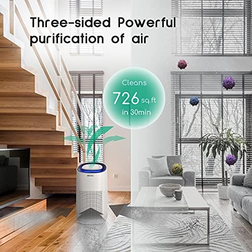 Afloia air purifier, air quality display, child lock, CADR of 550 m³ / h, H13 3-stage HEPA filter with four-speed wind, Auto-hosting 360 ° to remove 99.99% of pet dander pollen dust odor