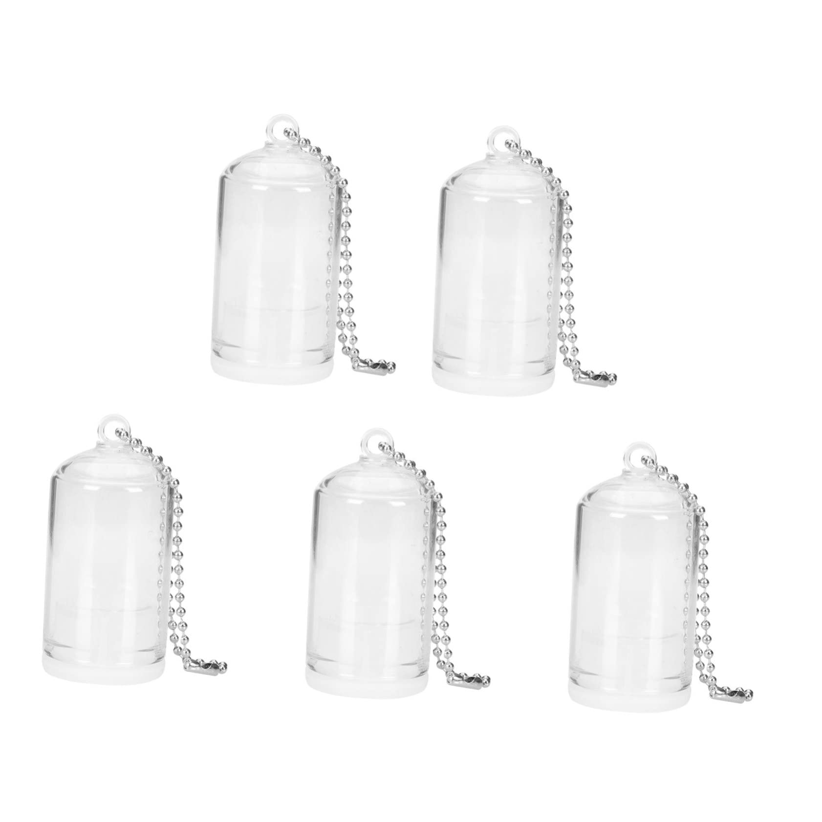 Yardwe 5pcs DIY Mini Glass Cactus Charm Keychain Mini Artificial Plant Decor Pendant Glass Dome