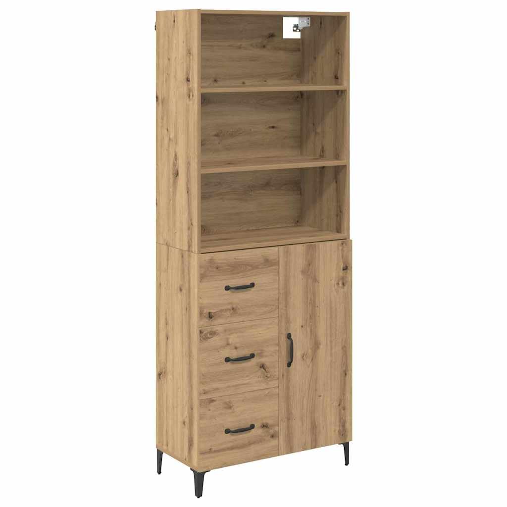 vidaXL Highboard Artisan Oak 69.5 x 34 x 180 cm Engineered Wood, Living Room Sideboard, Rectangular Storage Unit, Modern Furniture, Engineered Wood Cabinet, Space Saving, Multi-Functional
