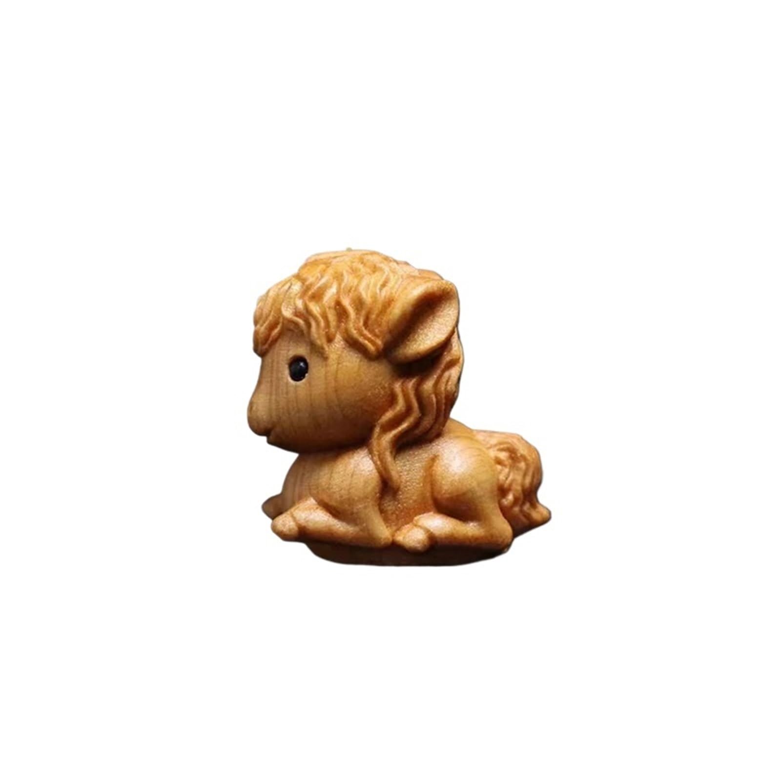 Miunihuooo 1/2pcs Mini Wood Carving Horse Ornaments Zodiac Statue Cute Horse Decor Office Desktop Decor Car Decoration(Color7)