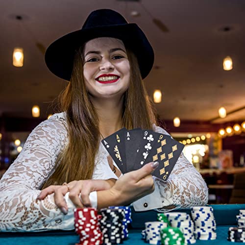 Joyoldelf Black Playing Cards, 2Pcs Cool Black Foil Decks Of Cards, Waterproof Playing Cards & Flexible Poker Cards With Box, Great For Party, Game, Cardistry, Magic Trick #TOP1