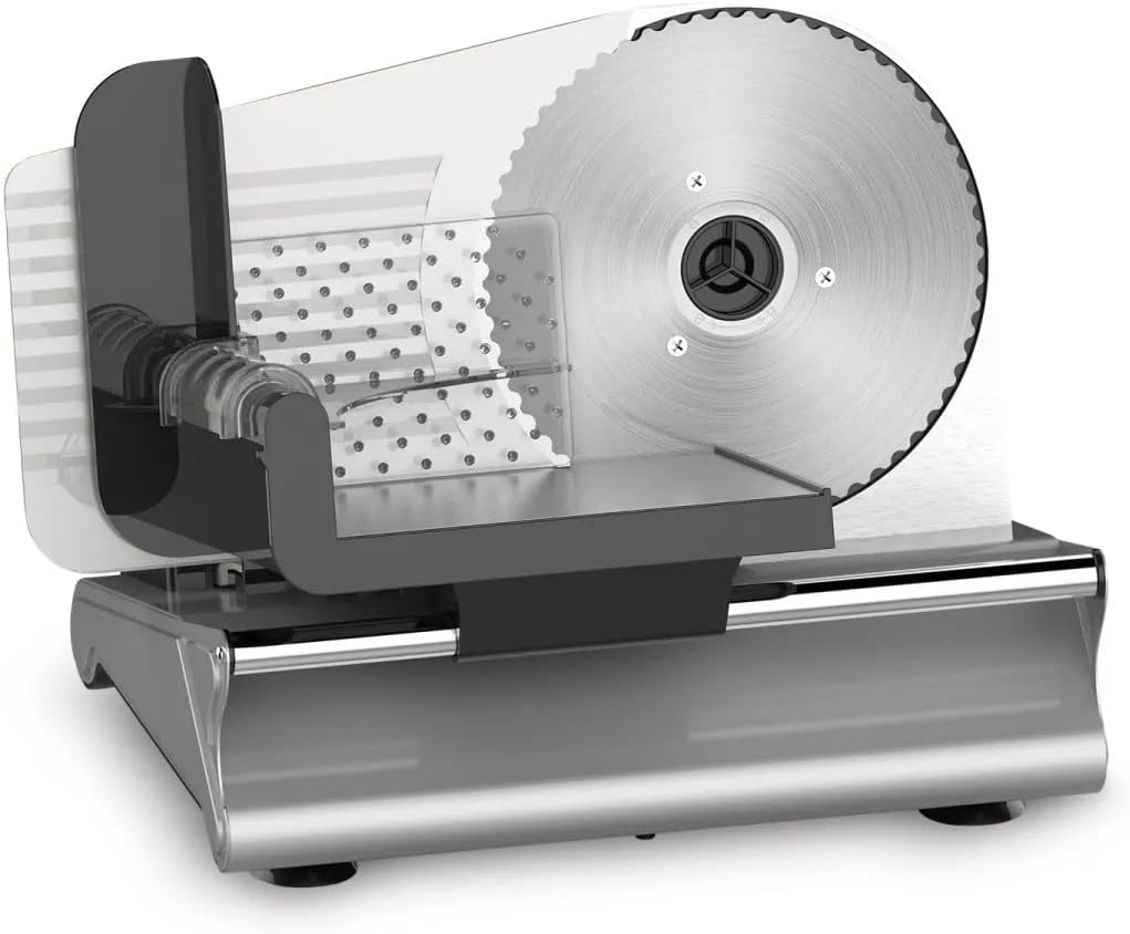Electric food slicer, stainless steel meat slice cutting machine for beef, lamb, and bread