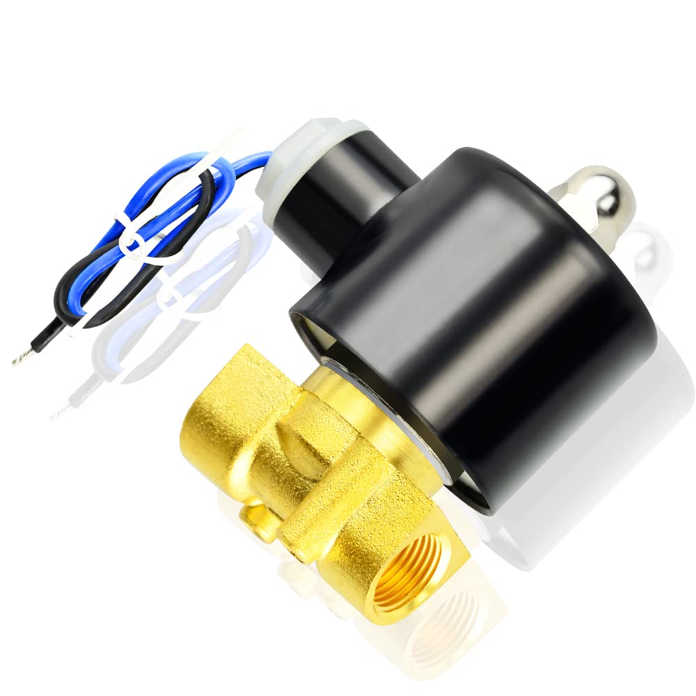 1/4" BSP 220V Électrovanne électrique en laiton avec connecteur cannelé, adaptée pour l'eau, l'air, le carburant, le gaz fermé