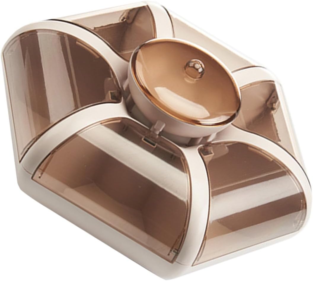 Lotus Shaped Snack Tray with Lid, Reusable Plastic Candy Box, Divided Dried Fruit Plate for Living Room and Party Storage Random Style