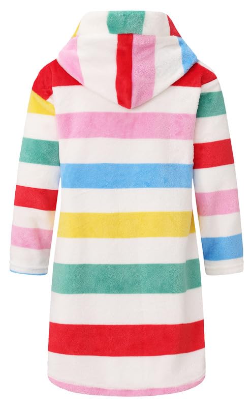Image of Girls Soft Fleece Robes Plush Hooded Bathrobes Sleepwear for Kids 2-16 Years