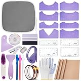 DNSGOOR Sublimation Shirts Tool Kits for Vinyl Alignment,Portable Pad for Ironing,T-Shirt Rulers Guide and...