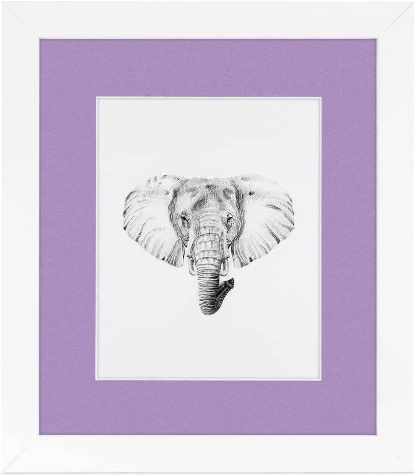 ArtToFrames 5x7 inch Satin White Frame Picture Frame with 2 Inch Single Lavender Mist Mat, SingleMat-FRBW26074-5x7-805