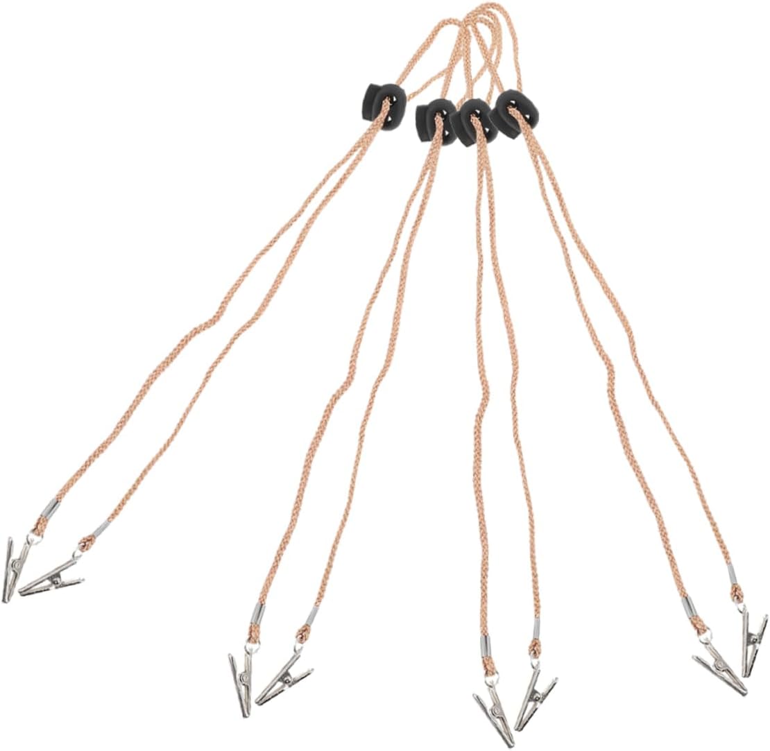 4pcs Flexible Napkin Clips Hat Chin Cord Adjustable Travel Straps Bib Retainer Sturdy Portable for Restaurant Supplies