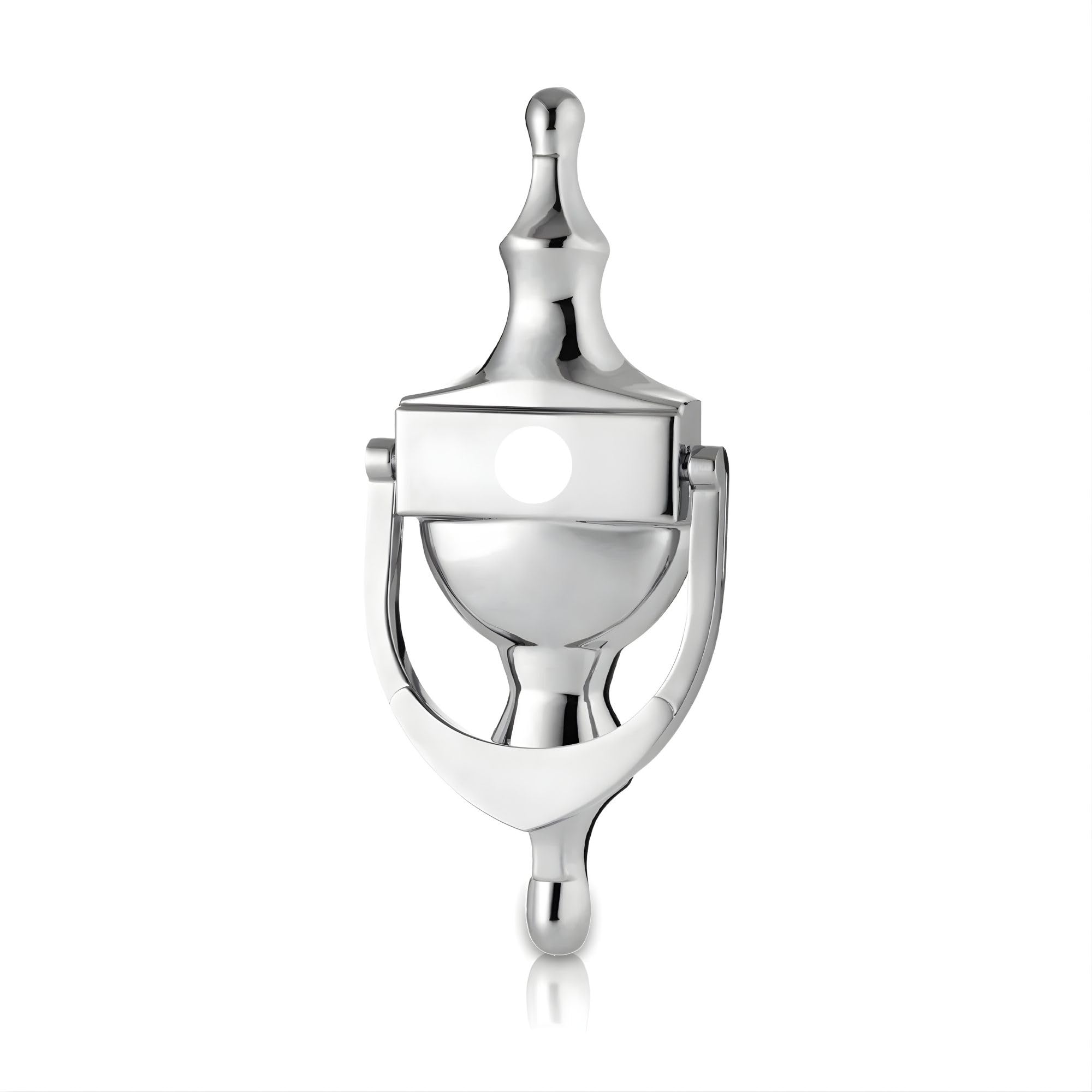 UAP Victorian Urn Door Knocker 6 Inch with Door Viewer Hole for Front Door with Bolt Through Fixings in Polished Chrome