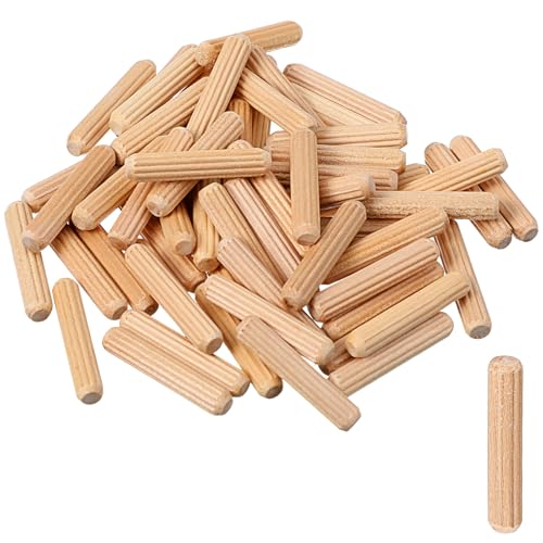 Juego de 100 tacos de madera de 6 mm, tacos de madera, barras de tacos invisibles, agujas de madera cónicas y acanaladas para muebles, manualidades, manualidades, accesorios de carpintería (M6)