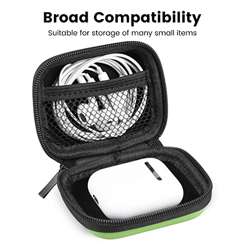 Earphone Case, Risetech Earbud Carrying Case Holder Hard Eva Headphone Small Zipper Pouch Compatible With Flash Drive, Usb Charging Cable, Sd Memory Card, Airpods, Sony Wired Earbuds With Clip -Green #TOP2