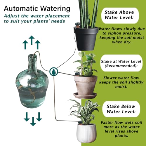 Blumat Classic Self-Watering Stakes - Automatic Drip Irrigation System for Indoor Plant Watering & Outdoor - Water Drip Solution for Potted Plants - Slow Release Stakes, 12 Pack, wo Adapter