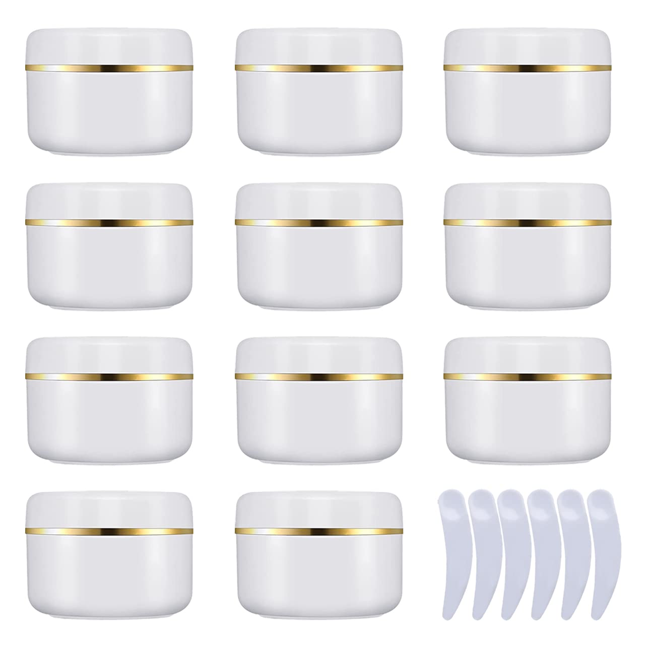 24 Pezzi 100 g Bianco Contenitori Cosmetici Plastica, 100 ml Crema Barattoli Vasetto Vuoto di Bordo Oro, Imbottitura interna, per Stoccaggio di Viaggi, Maschera, Cream gli occhi, DIY