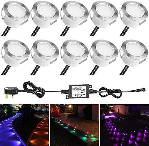 RGB Led Decking Lights Waterproof IP67 Ø45MM + WiFi Controller - Lighting for Terrace/Patio/Path/Wall/Garden/Decoration, 10 Packs