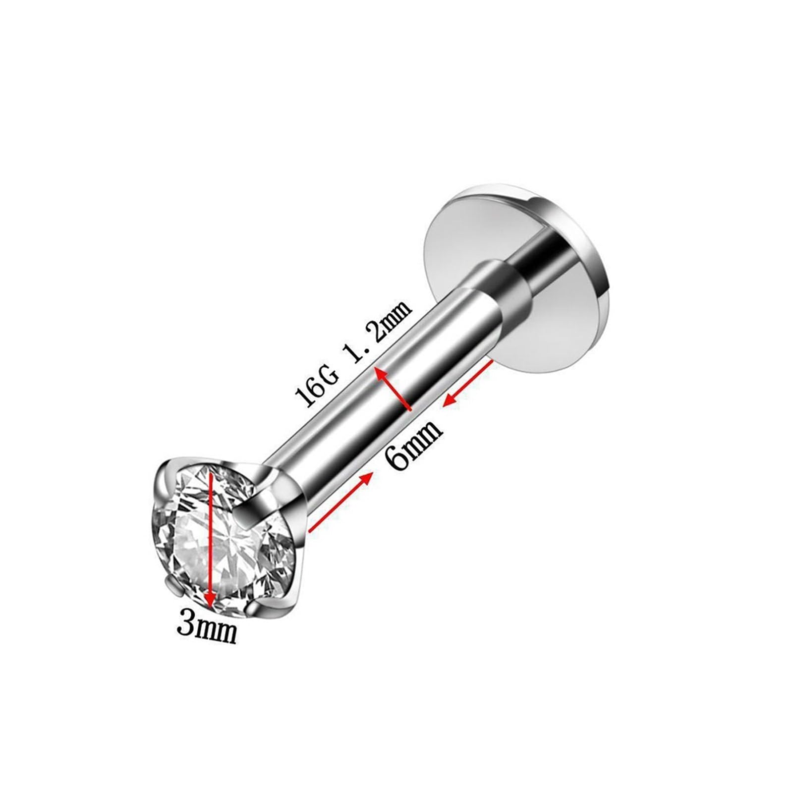 2/10 sztuk G23 ASTM F136 tytanu wewnętrznie gwint Piercing wargi nos Stud Labret zestaw kolczyków Tragus spiralna chrząstka biżuteria do ciała(1.2x8x4x4mm,10pcs Black)