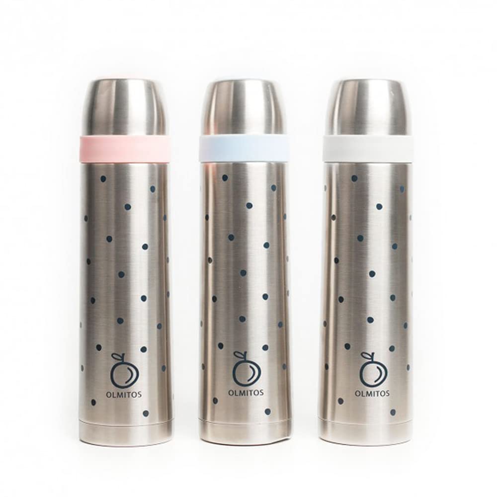 Olmitos Termo Para Liquidos Dots Rosa De Olmitos- Apto Para Bebidas Calientes Y Frías- Cierre Hermético- Sistema De Apertura Presionando Un Botón, color Rosa, 500 ml
