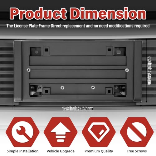 Image of License Plate Bracket for Chevy, for GMC C1500 K1500 C2500 K2500 K3500, Suburban, Blazer, Tahoe, Escalade, Yukon 1988-2000 Front Bumper License Plate Holder Replacement Frame Black Mount