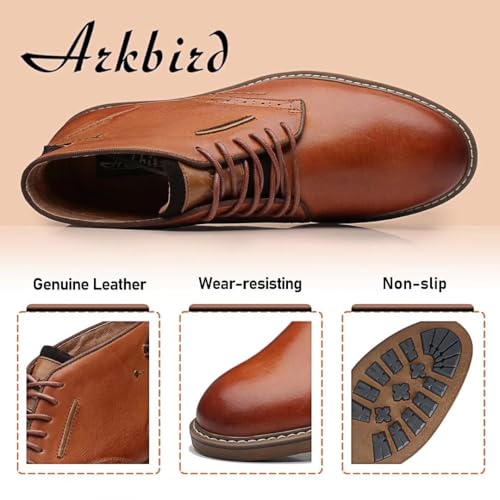 Image of Arkbird Men's Chukka Boots, Leather Ankle Dress Boot Casual Oxfords Lace Up Work Shoes