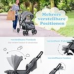 COSTWAY Geschwisterwagen klappbar, Zwillingswagen mit verstellbarer Rückenlehne & Verdeck, Reisebuggy mit Liegefunktion, Zwillingsbuggy Kinderwagen für Baby ab 6 Monate, 30 kg Belastbar (Grau)