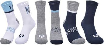 Messi Men's Lifestyle Crew Socks, 6-pack, Soft & Stretchy, Comfortable