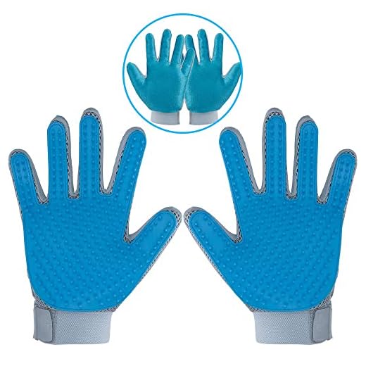 2020 New Pet Hair Remover Gloves for Furniture, Pet Grooming Gloves Hair Removal for Dogs & Cats, 2 in 1 Function of Pet Deshedding & Hair Remover Glove with Five Finger Design, 1 Pair