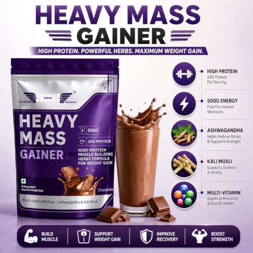 Image of SOS Nutrition Mass Gainer Protein & Herbs, Free Creatine Chocolate 500g