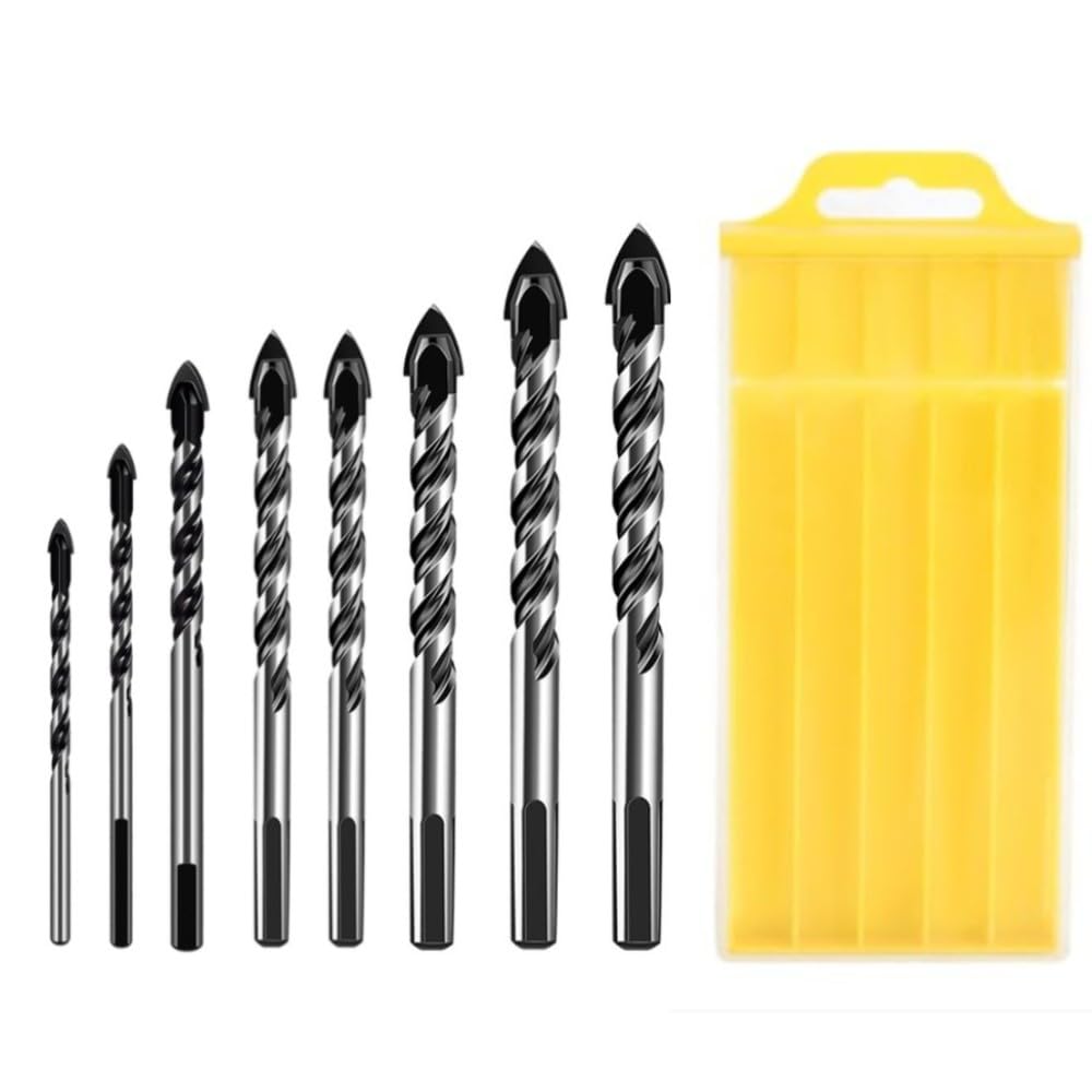 Set di 8 pezzi Punte per Trapano Multifunzionali 3-12mm per Legno, Metallo, Calcestruzzo
