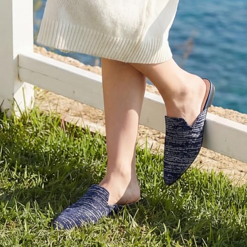 Image of Tilocow Knit Mules Office Slip on Loafers Business Casual Flats for Women