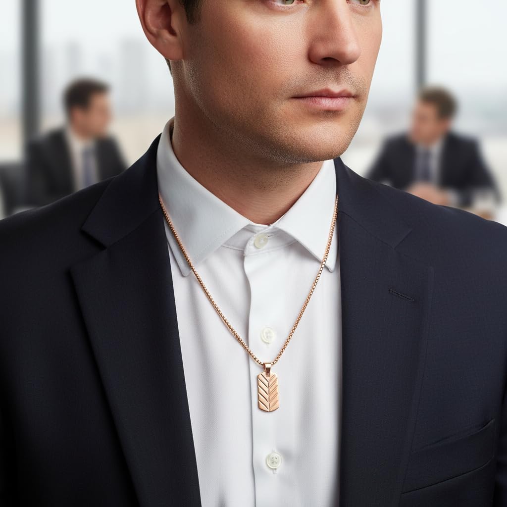 Mens Necklace 18K Gold Plated Stainless Steel Leaf Link Pendant Chain Necklaces for Men Non Tarnish Jewelry Gifts for Men Women 20-22 Inch - Image 7