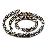 Conjunto de Pulsera y Collar de Cadena bizantina Gruesa de 8 mm | Joyería mecánica de Acero Inoxidable para Hombre y Mujer | 8,26 x 19,68 Pulgadas, Resistente al Agua y al deslustr