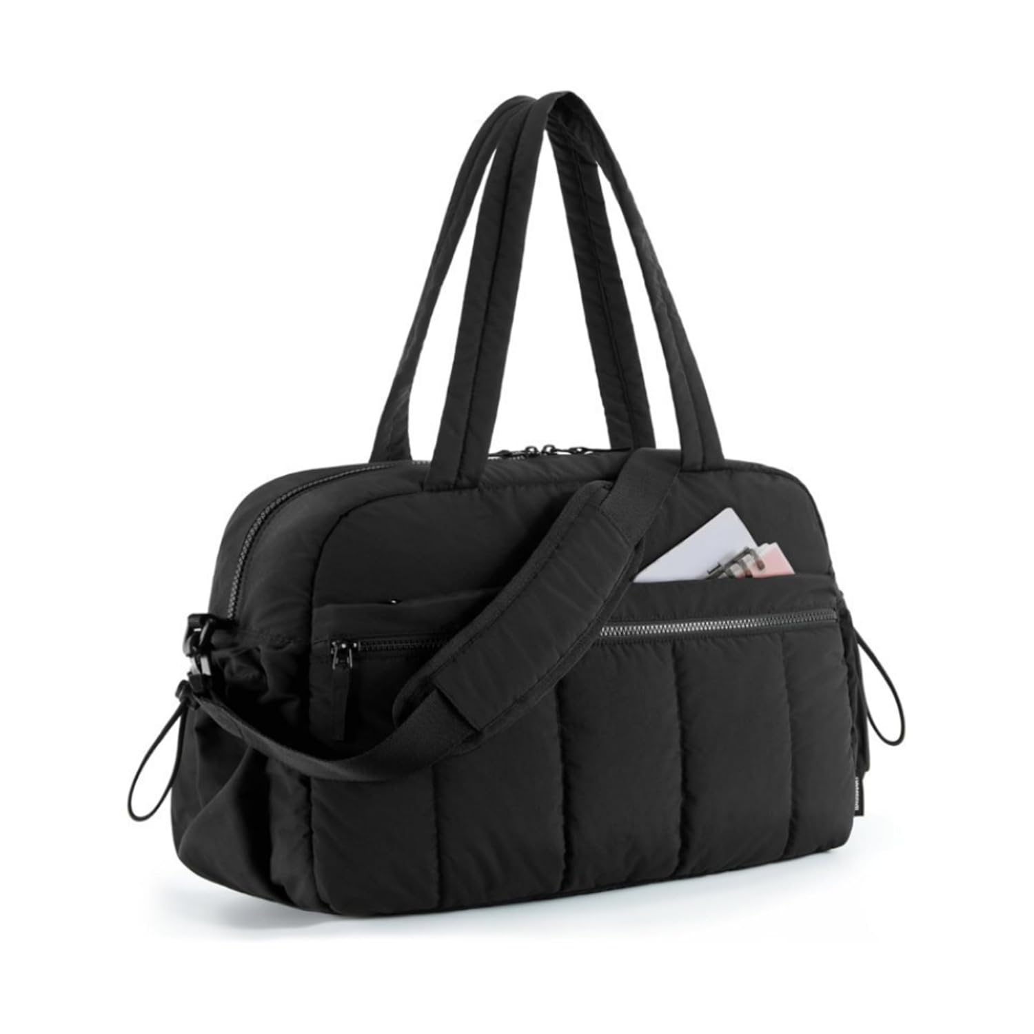 Myouhuo Womens Gym Bag 24L Travel Bag for Weekend Overnight with Wet Pocket, Underseat Cabin Bag for EasyJet, Carry on for Ryanair & Trolley Sleeve, Ultra Lightweight, Black