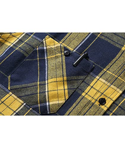 Image of SCODI Mens Flannel Hoodie Shirt Casual Button Down Plaid Long Sleeve Shirts