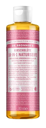 Dr. Bronners - Savon naturel 18 en 1 - Cherry Blossom - Savon liquide biologique - Fleur de cerisier - Gel douche, savon pour les mains, shampooing et bien plus encore - Avec huile de coco bio, olive