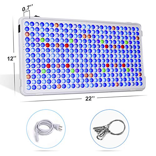 Relassy Aquarium Light, 300W Full Spectrum Led Coral Reef Light for Saltwater Freshwater Fish Tank with 2 Dimmables White & Blue Light