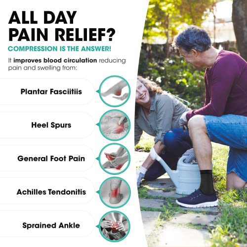 Modvel Ankle Brace For Women & Men - 1 Pair Of Ankle Support Sleeve & Ankle Wrap - Compression Ankle Brace For Sprained Ankle, Achilles Tendonitis, Plantar Fasciitis, & Injured Foot - Medium, Black #TOP1