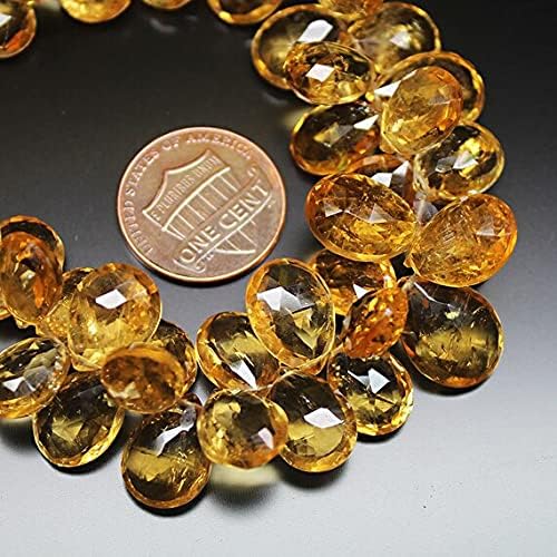 Cuentas sueltas de citrino dorado facetado de pera, cuentas sueltas de 7 pulgadas, 0.394 in, 0.551 in