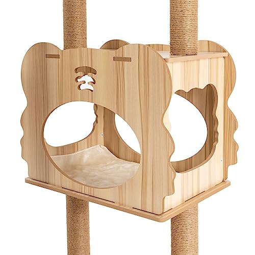 Torre para gatos de MDF 54 pulgadas multi-niveles marrón miniatura 6