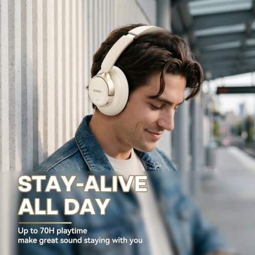 Image of BERIBES Hybrid Active Noise Cancelling Headphones Wireless Over Ear 70Hours