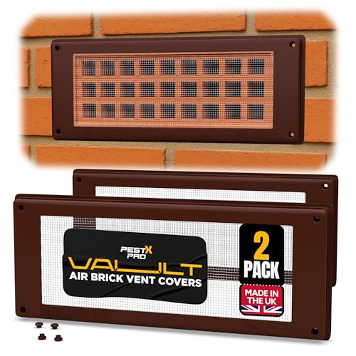 Pest-X Pro Vault Air Brick Covers 254mm x 102mm (2 Pack) - Rodent Control Vent Covers Exterior - Air Brick Pest Guard - Vent Cover for Walls Outside - Stops Mice and Pests - Brown