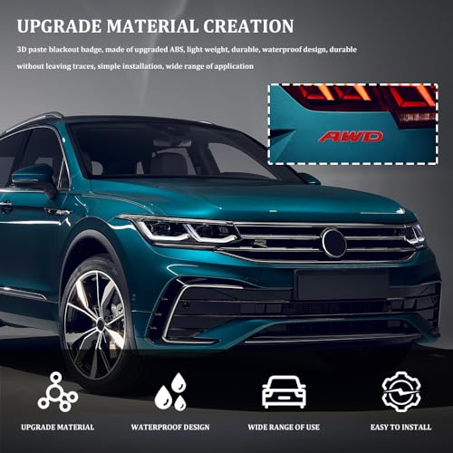 Image of AWD Emblem Sticker, Car Exterior Emblems Badge, 3D Metal Tailgate Side Sticker Badge, Car Decoration Accessories Self Adhesive Logo Emblem Fit for Trunk Tailgate Fender (AWD, Red)