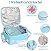 Kids Lunch Bag with 10oz Thermos, with 6 Compartment Bento Box, Blue Nylon Insulated Preppy Lunch Box Adjustable Strap Birthday Gift for Girl Kids Teens Picnic School Travel
